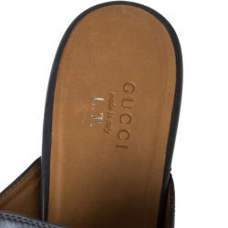 Pre Owned Gucci Grey Leather Princetown Horsebit Mules Size 40
