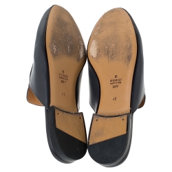 Pre Owned Gucci Grey Leather Princetown Horsebit Mules Size 40