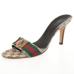 Pre Owned Gucci Guccissima Web Detail Hysteria Slides Size 39.5