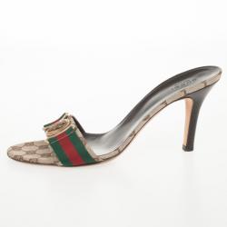 Pre Owned Gucci Guccissima Web Detail Hysteria Slides Size 39.5