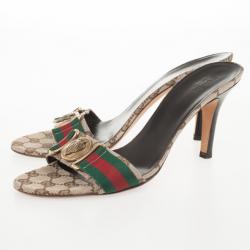 Pre Owned Gucci Guccissima Web Detail Hysteria Slides Size 39.5