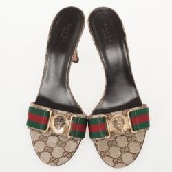 Pre Owned Gucci Guccissima Web Detail Hysteria Slides Size 39.5