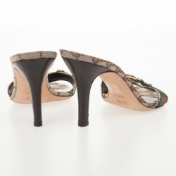 Pre Owned Gucci Guccissima Web Detail Hysteria Slides Size 39.5