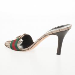 Pre Owned Gucci Guccissima Web Detail Hysteria Slides Size 39.5