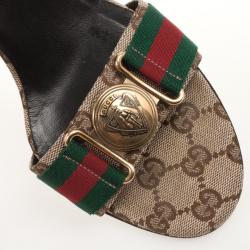 Pre Owned Gucci Guccissima Web Detail Hysteria Slides Size 39.5