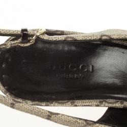 Pre Owned Gucci Guccissima Tattoo Heart Peep Toe Slingback Sandals Size 38.5