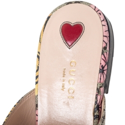 Pre Owned صندل مول غوتشي هورسبيت برينستاون طباعة نمر كانفاس جي جي متعدد الألوان مقاس 40