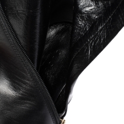 Pre Owned Gucci Black Leather Horsebit Knee Length Boots Size 38