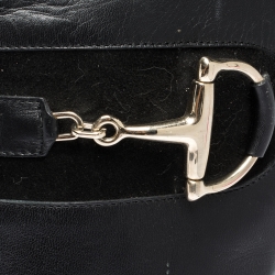 Pre Owned Gucci Black Leather Horsebit Knee Length Boots Size 38