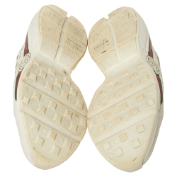 مملوكة مسبقًا Gucci Ivory Leather Rhyton Vintage Logo Platform Sneakers Size 38