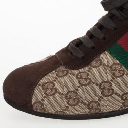 Gucci GG Canvas &amp; Classic Web Sneakers Size 38