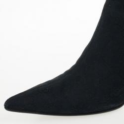 Gucci Black Guccissima Canvas Pointed Toe Mid Calf Boots Size 39