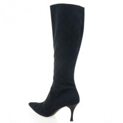 Gucci Black Guccissima Canvas Pointed Toe Mid Calf Boots Size 39