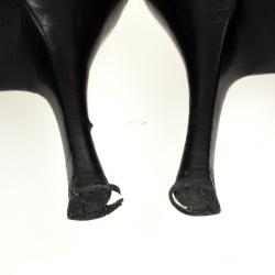 Gucci Black Guccissima Canvas Pointed Toe Mid Calf Boots Size 39