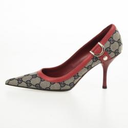 مملوكة مسبقًا Gucci Guccissima Canvas D Ring Pointed Toe Pumps Size 37