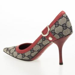 مملوكة مسبقًا Gucci Guccissima Canvas D Ring Pointed Toe Pumps Size 37