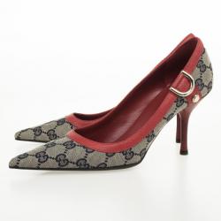 مملوكة مسبقًا Gucci Guccissima Canvas D Ring Pointed Toe Pumps Size 37