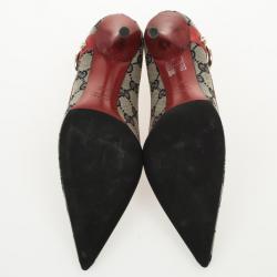 مملوكة مسبقًا Gucci Guccissima Canvas D Ring Pointed Toe Pumps Size 37