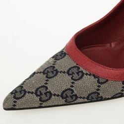 مملوكة مسبقًا Gucci Guccissima Canvas D Ring Pointed Toe Pumps Size 37