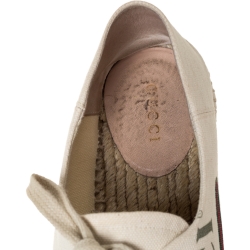 Pre Owned حذاء فلات إسبادريل غوتشي بنعل سميك و مزين بشعار الماركة كانفاس كريمس مقاس 37.5