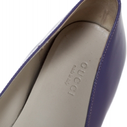Pre Owned Gucci Purple Leather Web Detail Ballet Flats Size 37.5