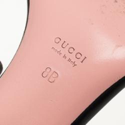 Pre Owned Gucci Black 'Interlocking GG' Leather Cage Sandals Size 39.5