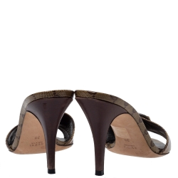 Pre Owned Gucci Brown GG Canvas Heart Open Toe Sandals Size 39