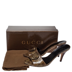 Pre Owned Gucci Brown GG Canvas Heart Open Toe Sandals Size 39