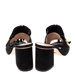 مملوكة مسبقًا حذاء مولز غوتشى شراشيب  مارمونت جي جى جلد سويدى أسود مقاس 37