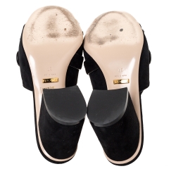 مملوكة مسبقًا حذاء مولز غوتشى شراشيب  مارمونت جي جى جلد سويدى أسود مقاس 37