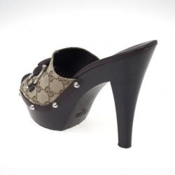 مملوكة مسبقًا Gucci Guccissima Canvas Icon Bit High Heel Clogs Size 40