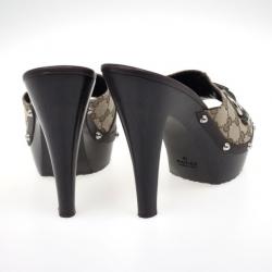 مملوكة مسبقًا Gucci Guccissima Canvas Icon Bit High Heel Clogs Size 40