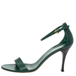 مملوكة مسبقًا صندل غوتشي سير كاحل جلد غوتشيسيما أخضر مقاس 40