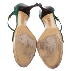 مملوكة مسبقًا صندل غوتشي سير كاحل جلد غوتشيسيما أخضر مقاس 40