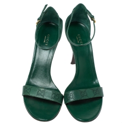 مملوكة مسبقًا صندل غوتشي سير كاحل جلد غوتشيسيما أخضر مقاس 40