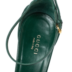 مملوكة مسبقًا صندل غوتشي سير كاحل جلد غوتشيسيما أخضر مقاس 40