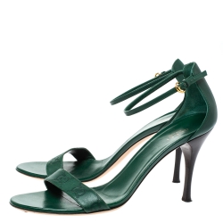 مملوكة مسبقًا صندل غوتشي سير كاحل جلد غوتشيسيما أخضر مقاس 40