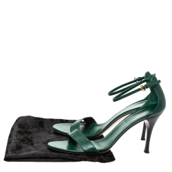 مملوكة مسبقًا صندل غوتشي سير كاحل جلد غوتشيسيما أخضر مقاس 40