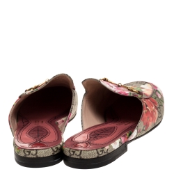 مملوكة مسبقًا Gucci Pink GG Canvas Blooms Princetown Mule Sandals Size 38.5 
