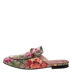 مملوكة مسبقًا Gucci Pink GG Canvas Blooms Princetown Mule Sandals Size 38.5 