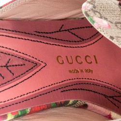 مملوكة مسبقًا Gucci Pink GG Canvas Blooms Princetown Mule Sandals Size 38.5 