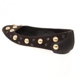 Pre Owned Gucci Brown Suede 'Babouska' Studded Ballet Flats Size 38