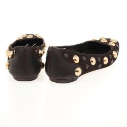 Pre Owned Gucci Brown Suede 'Babouska' Studded Ballet Flats Size 38