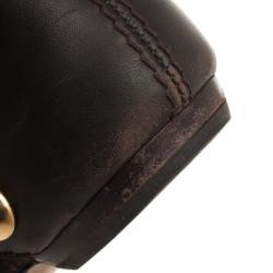 Pre Owned Gucci Brown Suede 'Babouska' Studded Ballet Flats Size 38