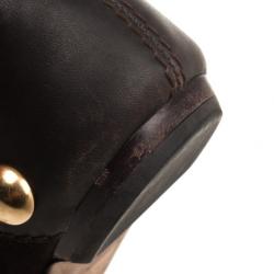 Pre Owned Gucci Brown Suede 'Babouska' Studded Ballet Flats Size 38