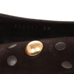 Pre Owned Gucci Brown Suede 'Babouska' Studded Ballet Flats Size 38