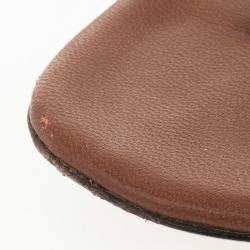 مملوكة مسبقًا Gucci Brown Leather GG Cage Flat Thong Sandals Size 38.5