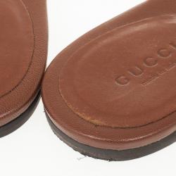 مملوكة مسبقًا Gucci Brown Leather GG Cage Flat Thong Sandals Size 38.5