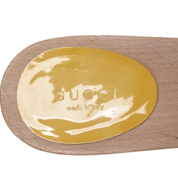 مملوكة مسبقًا Gucci Beige Guccissima Canvas Wooden Mules Size 40