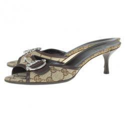 مملوكة مسبقًا Gucci Guccissima Canvas Horsebit Slides Size 37